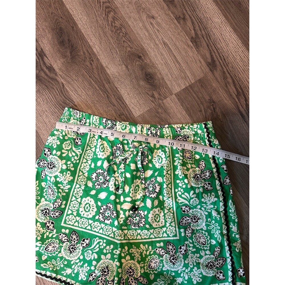 Zara Shorts Womens size Small Green Bandana Floral High Waisted Pull On - Picture 7 of 8